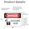 Signmission Sulfuric Acid Danger Sign, Vinyl Decal, 18in W x 12in L, 2PK OS-2PACK-DS-D-1218-L-2044 - alternate 2